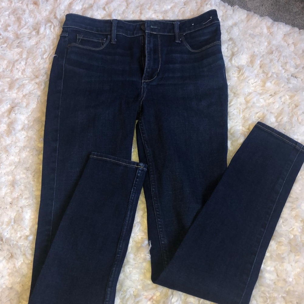 High rise blue jeans